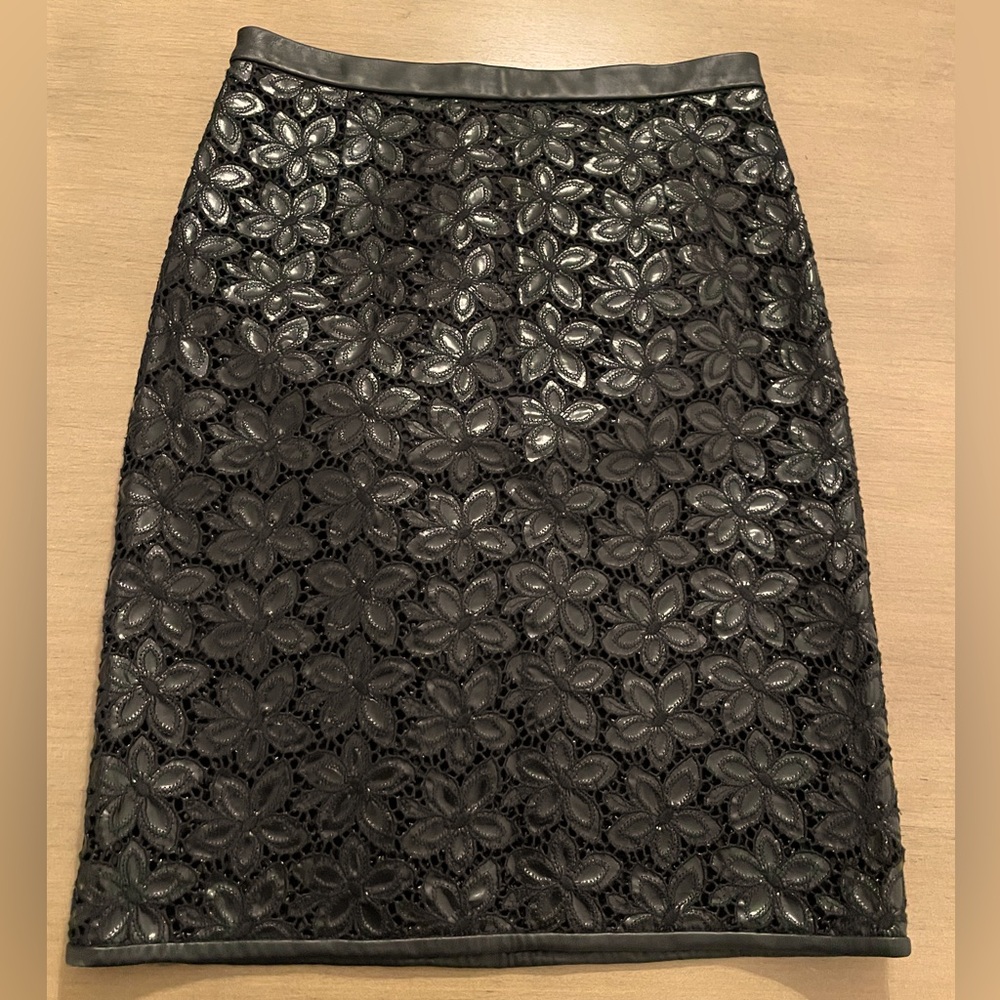 Tibi - Chic Black Floral Lace Skirt